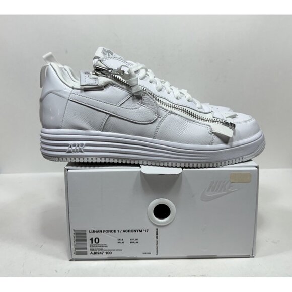 Nike x Acronym Lunar Force 1 Triple White Mens Size 10 AJ6247-100 Shoes Sneakers - Picture 1 of 8